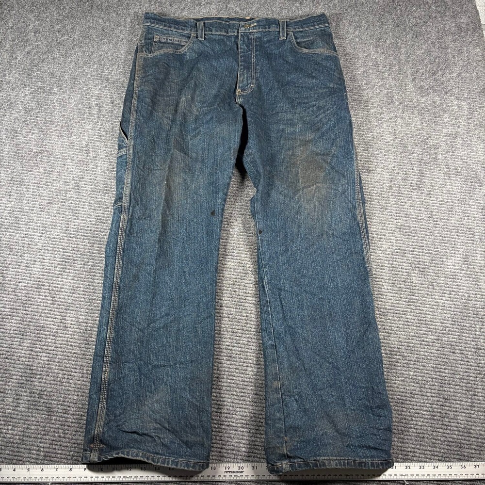 Genuine Dickies Carpenter Jeans Mens 34x30 Blue Good Distressed Utility Denim